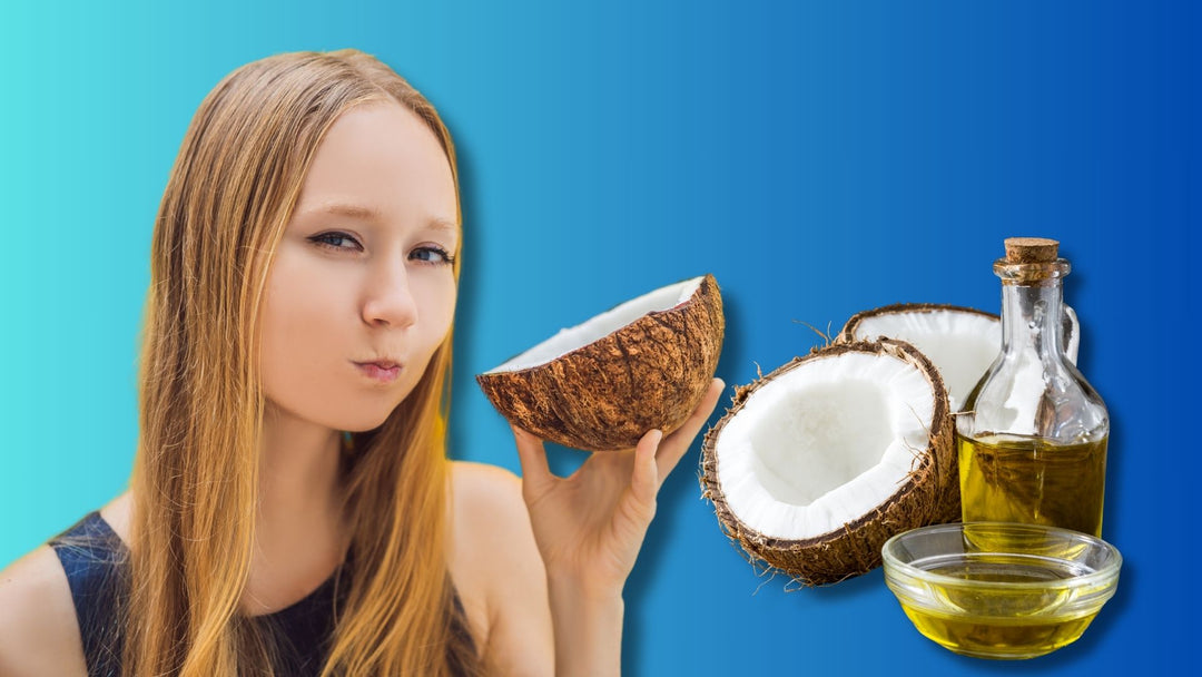 A woman using coconut oil for oil pulling