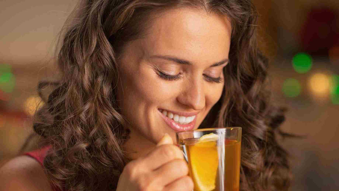 A woman having tea