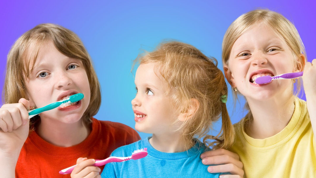 A children brushing their teeth